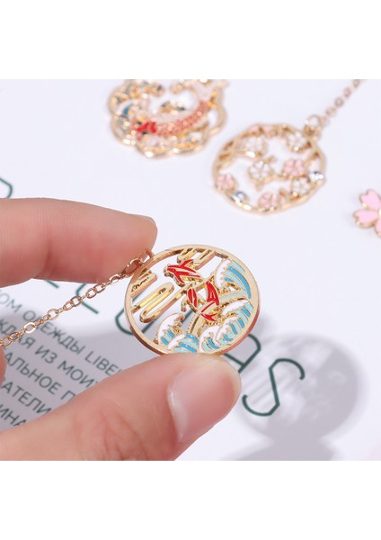 12 Çin Tarzı Metal Imi Retro Püskül Kolye Kırmızı Taçlı Vinç Kitap Klipsi Sayfalandırma Mark Okul Ofis Malzemeleri Kırtasiye (Yurt Dışından) fiyatları