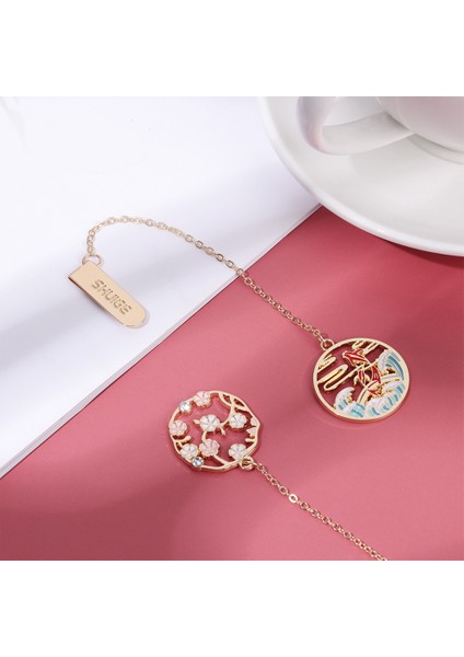 12 Çin Tarzı Metal Imi Retro Püskül Kolye Kırmızı Taçlı Vinç Kitap Klipsi Sayfalandırma Mark Okul Ofis Malzemeleri Kırtasiye (Yurt Dışından) indirimleri