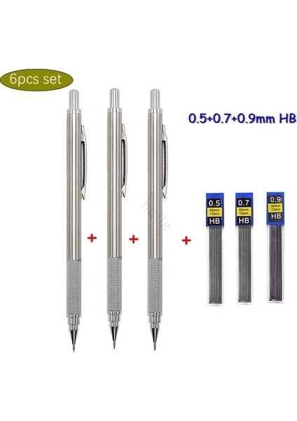 0.5mm 0.7mm 0.9mm Haile Tam Metal Mekanik Kalem Seti 0.5 0.7 0.9 1.3 2.0mm Sanat Çizim Boyama Otomatik Kalem Okul Ofis Malzemeleri Talepleri (Yurt Dışından)