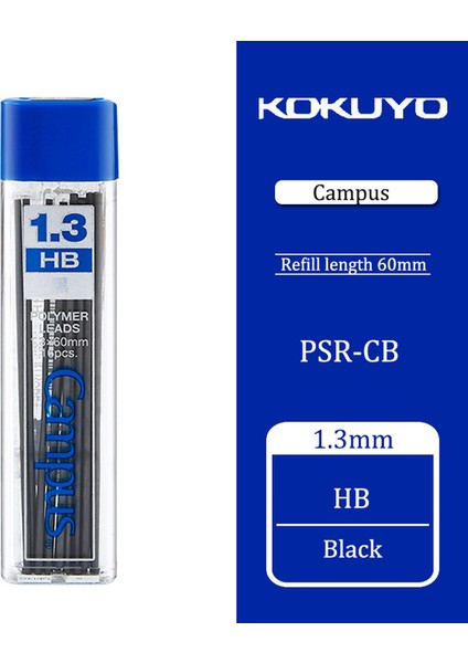 1.3mm Hb Kokuyo Otomatik Kurşun Kalem Kampüs Hb/b/2b Kırılması Kolay Değil Kurşun Pürüzsüz ve Hassas 0.7/0.9/1.3mm Öğrenci Kırtasiye (Yurt Dışından)