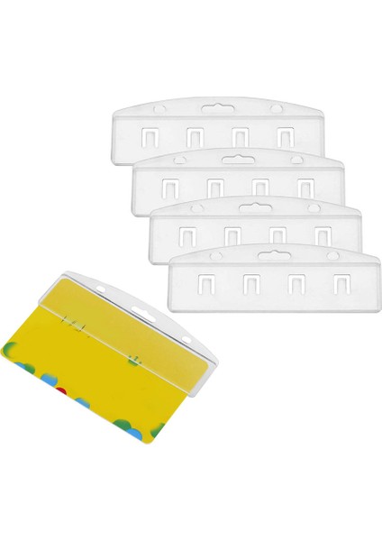 10 Paket-Dikey Ince Ağır Hizmet Tipi Buzlu Sert Polikarbonat Plastik Kimlik Kartı Tutucular Dikey/yatay Yarım Kart Rozeti Tutucu Kaydırmalı Kimlik Kartları (Yurt Dışından) indirimleri