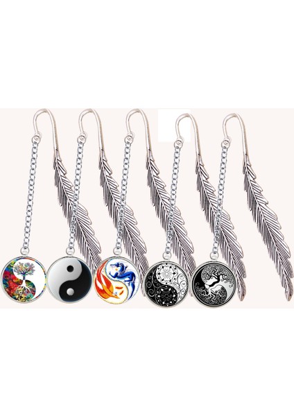 1-2 Yin Yang Yer Işareti Reiki Sembolleri Tai Chi Kolye Ejderha Phoenix Sekiz Diyagramları Dizüstü Okuyucu Kitap Marque Sayfa Mate Işaretleyici (Yurt Dışından)