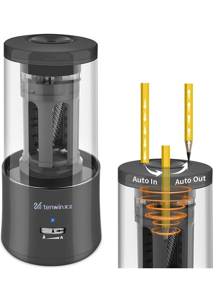 Siyah Elektrikli Kalemtıraş Regargeable Kroki Kalemtıraş Tam Otomatik Kalemtıraş Otomatik Durdurma 6-8mm Renkli (Yurt Dışından) fiyatları
