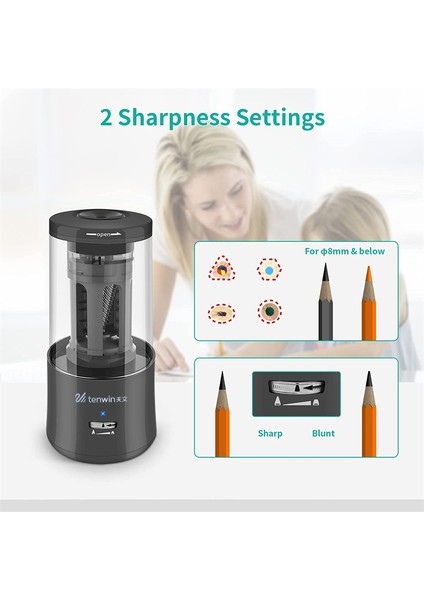 Siyah Elektrikli Kalemtıraş Regargeable Kroki Kalemtıraş Tam Otomatik Kalemtıraş Otomatik Durdurma 6-8mm Renkli (Yurt Dışından) modelleri