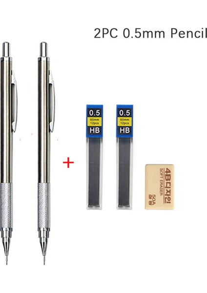 2 Adet 0.5mm Kalem 0.3 0.5 0.7 0.9 1.3 2.0mm Mekanik Kurşun Kalem Seti Tam Metal Sanat Çizim Boyama Otomatik Kurşun Kalem Ofis Okul Kaynağı (Yurt Dışından)