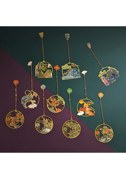 11 Çin Tarzı Vinç Metal Imleri Retro Geyik Kitap Ayracı Çiçek Kolye ile Öğrenciler Okuma Malzemeleri Okul Ofis Kırtasiye (Yurt Dışından) modelleri