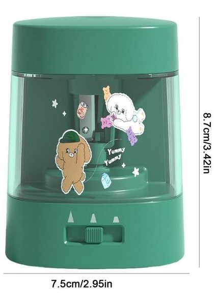 Yeşil Elektrikli Kalemtıraş Şeffaf Talaşı Tepsi Tasarım Kalemtıraş Plug-In Çocuklar Için Otomatik Durdurma Ağır Sınıf (Yurt Dışından)