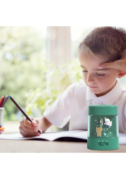 Yeşil Elektrikli Kalemtıraş Şeffaf Talaşı Tepsi Tasarım Kalemtıraş Plug-In Çocuklar Için Otomatik Durdurma Ağır Sınıf (Yurt Dışından) modelleri