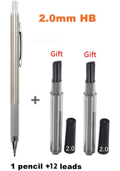 2.0mm Set Haile Mekanik Kurşun Kalem Seti Metal Kalem Işaretleyici Kurşun Dolumlu 0.3 0.5 0.7 0.9 1.3 2.0mm Hb Çizim, Yazma, Sanat Çizimi (Yurt Dışından)