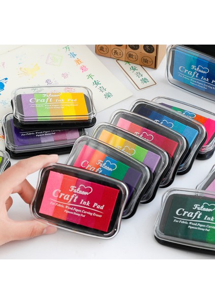 04 Gökkuşağı Renkli Inkpad Damga Aksesuarları El Kitabı Kırtasiye Defter Günlük Dergisi Dekorasyon Dıy Parmak Baskı Craft Mürekkep Pedi (Yurt Dışından) modelleri