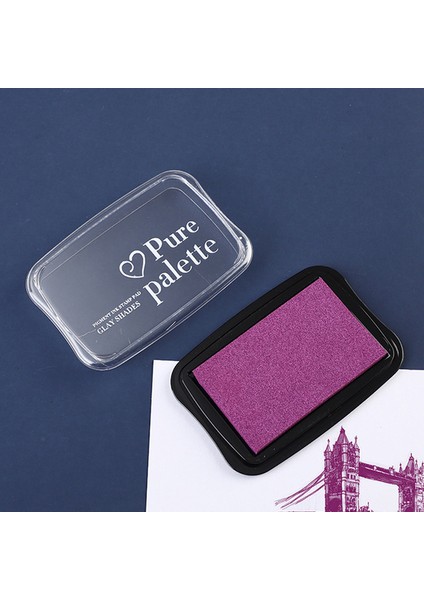 Mor 12 Renk Büyük Boy Mürekkep Pedi Vintage Düz Renk Damga Dıy El Sanatları Scrapbooking Kauçuk Ahşap Pullar Inkpads Parmak Boyama (Yurt Dışından)