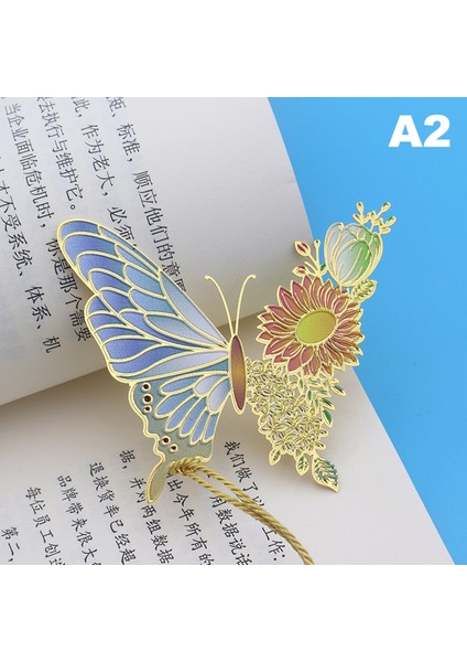 A2 Çin Tarzı Metal Kelebek Çiçek Imleri Zarif Hollow Püskül Kolye Kitap Klipsi Öğrenciler Okuma Aracı Okul Malzemeleri (Yurt Dışından)