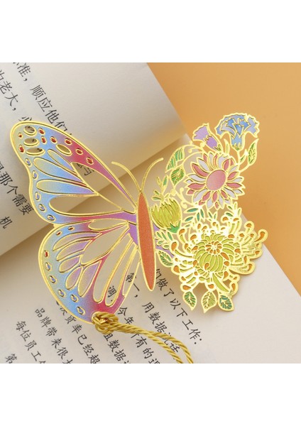 A2 Çin Tarzı Metal Kelebek Çiçek Imleri Zarif Hollow Püskül Kolye Kitap Klipsi Öğrenciler Okuma Aracı Okul Malzemeleri (Yurt Dışından) modelleri
