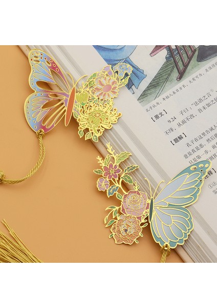 A2 Çin Tarzı Metal Kelebek Çiçek Imleri Zarif Hollow Püskül Kolye Kitap Klipsi Öğrenciler Okuma Aracı Okul Malzemeleri (Yurt Dışından) fırsatları