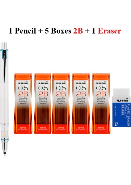0.5mm Beyaz Set Japonya Uni Kuru Toga Advance M5-559 Mekanik Kurşun Kalem, 0.3mm/0.5mm Otomatik Kurşun Dönen Çizim Taslak Eskiz Kalemi, Düşük Yerçekimi (Yurt Dışından)