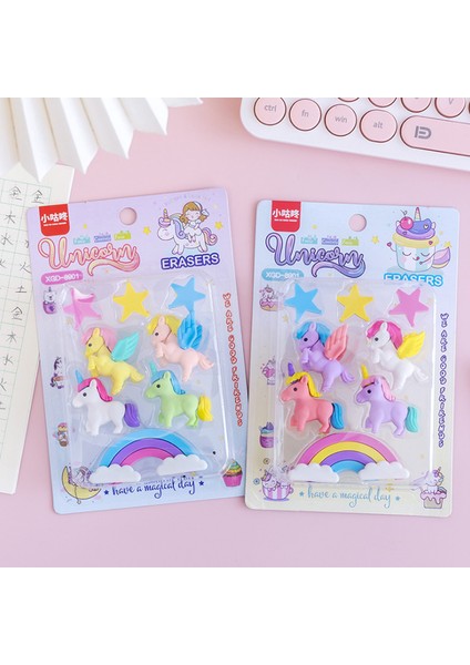 Rastgele Gönderilen 1 Kart Karikatür Silgi Renk Unicorn Gökkuşağı Pentagram Silgi Kauçuk Yaratıcı Aksesuarlar Kore Kırtasiye Ofis Okul Malzemeleri (Yurt Dışından)