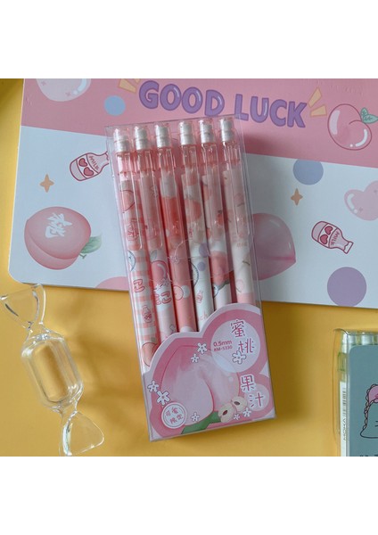 6 Pembe Kalemler Kawaii Otomatik Kalem Karikatür Mekanik Kurşun Kalem Silgi ile Sevimli Lápices Çocuklar Için Okul Malzemeleri Öğrenci Kırtasiye (Yurt Dışından)