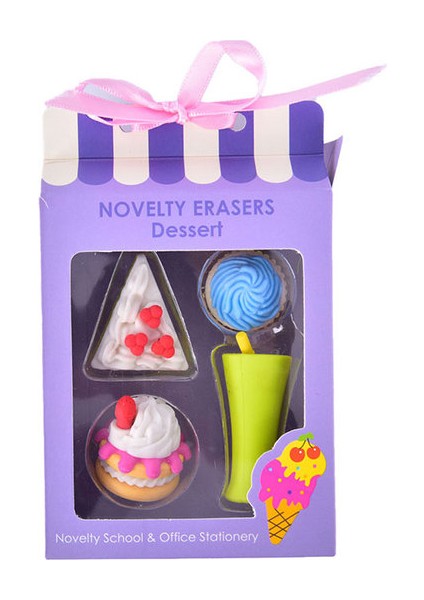 Mor 4 Adet Kawaii Yaratıcı Gıda Kek Silgi Noel Çocuk Hediye Dondurma Hamburger Lolipop Ayrılabilir Kauçuk Silgi Kırtasiye (Yurt Dışından)