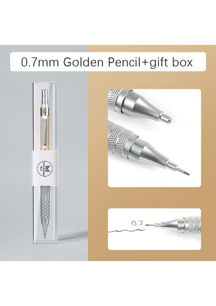 0.7mm Altın Kutu ile Metal Düşük Yerçekimi Otomatik Kalem 0.3/0.5/0.7/2.0mm Profesyonel Çizim Yazma Mekanik Kurşun Kalem Kurşun Ofis Okul Malzemeleri (Yurt Dışından)