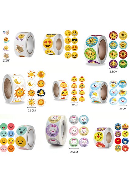 17 Çeşitli Gülen Yüz Portre Çıkartmaları Dizüstü Çocuk Oyuncakları Öğretmen Ödülü Ilham Verici Çıkartmalar 2.5CM500PCS (Yurt Dışından)