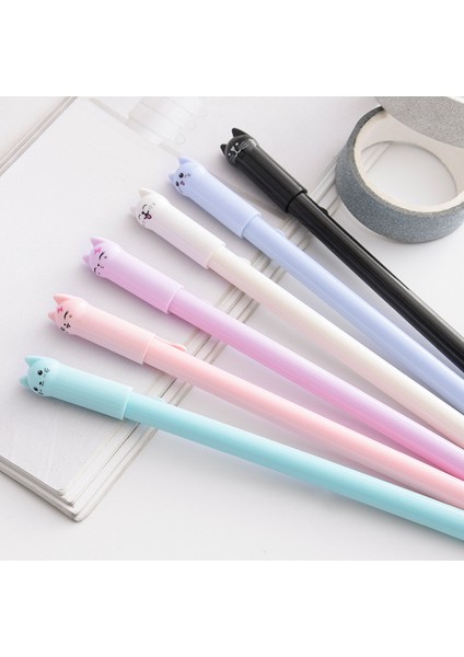 Siyah 6 Adet/takım Kawaii Kedi Jel Kalem 0.38MM Yaratıcı Sevimli Nötr Mürekkep Kalem Çocuk Hediye Okul Ofis Yazma Malzemeleri Kırtasiye (Yurt Dışından) modelleri