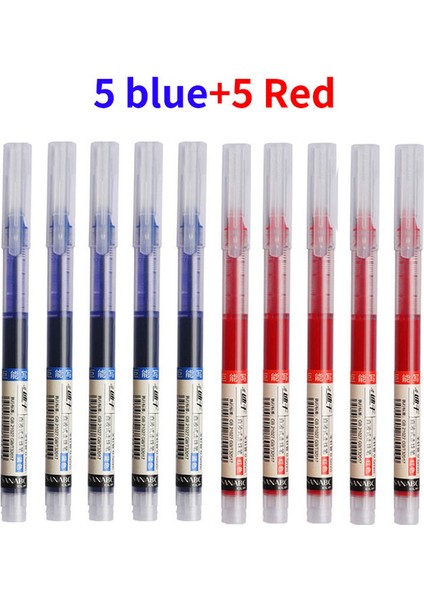 5 Mavi 5 Kırmızı 5/10 Adet Sınav Imza Tükenmez Kalem 0.5mm Siyah Mavi Mürekkep Yüksek Kapasiteli Jel Kalemler Yazma Okul Ofis Kırtasiye Malzemeleri (Yurt Dışından)