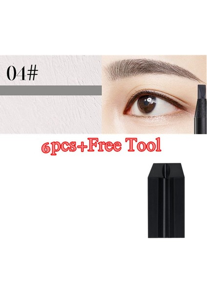 04 6 Adet Sert Çekirdekli Kaş Kalemi Microblading Kalemtıraş Su Geçirmez Iz Bırakmayan Gölge Kozmetik Doğal Uzun Ömürlü Kaş Kalemi (Yurt Dışından)