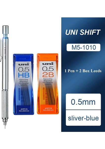 M5 Kalem Hb 2b Uni Metal Mekanik Kurşun Kalemler Vites Borusu Kilit Çizim Otomatik Kalem M3/M5/M7/M9-1010 0.3/0.5/0.7/0.9mm Sanat Çizimi Için (Yurt Dışından)