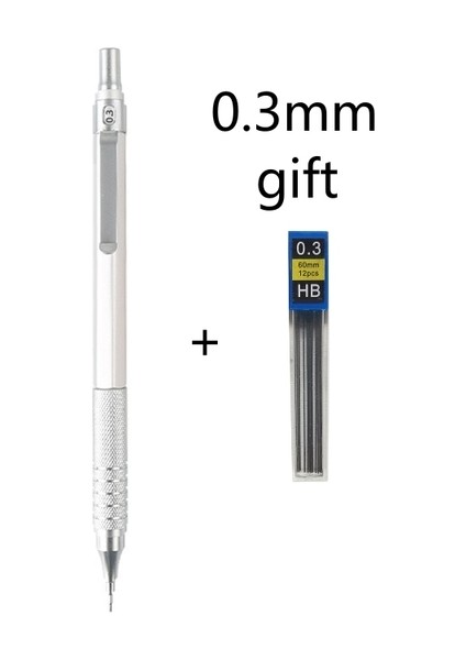 1 Adet 0.3mm Gümüş 0.3/0.5/0.7/2.0mm Mekanik Kurşun Kalem Düşük Ağırlık Merkezi Metal Çizim Özel Kalem Ofis Okul Yazma Sanat Malzemeleri (Yurt Dışından)