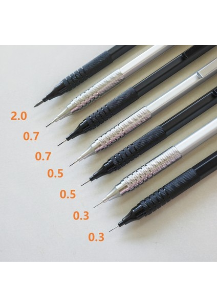 1 Adet 0.3mm Gümüş 0.3/0.5/0.7/2.0mm Mekanik Kurşun Kalem Düşük Ağırlık Merkezi Metal Çizim Özel Kalem Ofis Okul Yazma Sanat Malzemeleri (Yurt Dışından) fırsatları