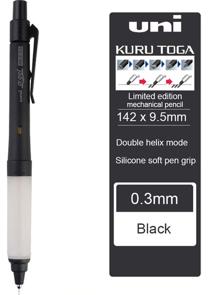 0.3mm Siyah Kalem Uni Kawaii Mekanik Kurşun Kalem Okul Kırtasiye Malzemeleri 0.3/0.5mm Çift Modlu Rotasyon Öğrenciler Anti-Kırık Çekirdek Otomatik Kalemler (Yurt Dışından)
