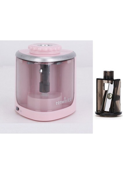 Pembe ve 1 Adet Bıçak Sevimli Okul Malzemeleri Otomatik Bileyiciler Elektrikli Kalemtıraş 6-12MM Kalemler ve Renkli Kalemler Için Iki Çift Delik Anahtarı (Yurt Dışından)