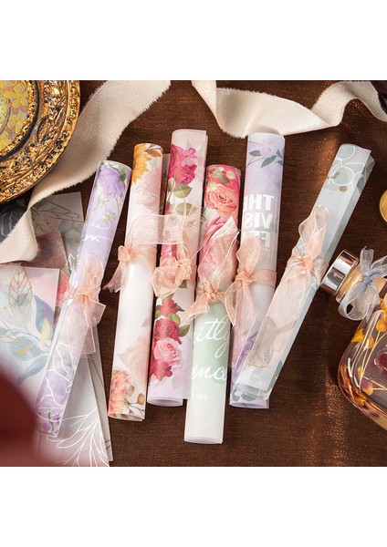 F-Rose Sevgilisi 15 Pcs Malzeme Kağıt Çiçek Sanat Kılavuzu Hesap Arka Plan Sülfürik Asit Kağıt Vintage Destek Kolaj Not Notları 8 Tür (Yurt Dışından) indirimleri