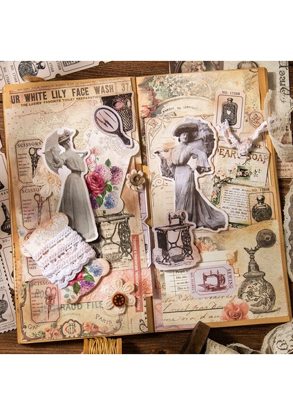 Bir Yoofun 60 Adet/grup Vintage Moda Giyinmiş Bayanlar Antika Koleksiyonları Retro Elbise Malzeme Kağıtları Dergisi Scrapbooking Planlayıcısı (Yurt Dışından)
