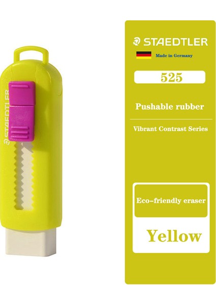 Sarı Staedtler Silgi 525 Ps2 Geri Çekilebilir Itme-Çekme Canlı Kontrast Serisi Silin Kalem Çizim Temiz Dağınıklık Yok Sevimli Kırtasiye (Yurt Dışından)