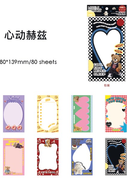 D Güzel Amerikan Retro Bloknot Dekor Scrapbooking Dıy Albümü Mesaj Notları Kağıt Yapılacaklar Listesi Ayı Kalp Not Defteri Kırtasiye (Yurt Dışından)