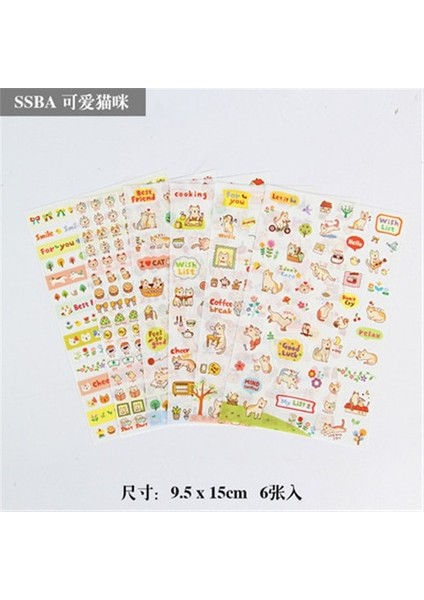 H 6 Adet/grup Su Geçirmez Karikatür Sevimli Şeffaf Diy Dekorasyon Çıkartmaları Kore El Hesabı Çıkartmalar Kawaii Plastik Bardak Çıkartmalar (Yurt Dışından)