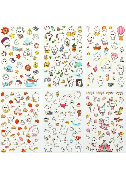 H 6 Adet/grup Su Geçirmez Karikatür Sevimli Şeffaf Diy Dekorasyon Çıkartmaları Kore El Hesabı Çıkartmalar Kawaii Plastik Bardak Çıkartmalar (Yurt Dışından) modelleri