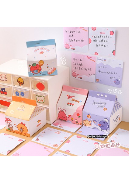 Çilek 230 Yaprak Kawaii Süt Karton Not Defteri Not Defteri Yapışkan Notlar Çıkarılabilir Kutulu Yapışkan Not Kağıdı Mesaj Kağıdı Ofis Not Etiketi (Yurt Dışından)