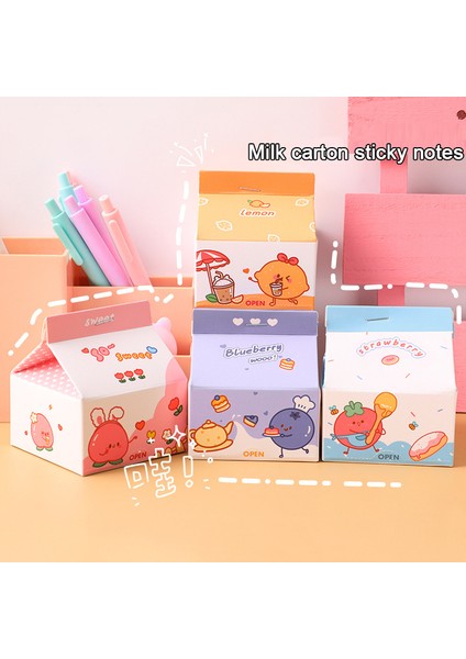 Çilek 230 Yaprak Kawaii Süt Karton Not Defteri Not Defteri Yapışkan Notlar Çıkarılabilir Kutulu Yapışkan Not Kağıdı Mesaj Kağıdı Ofis Not Etiketi (Yurt Dışından)