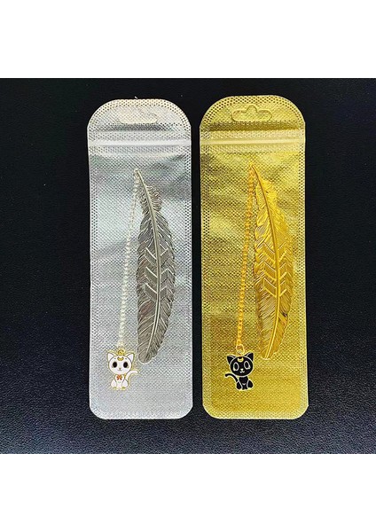 2 Adet Set 2 Adet Sevimli Kedi Kitap Ayracı Kore Kawaii Estetik Kırtasiye Kızlar Hediye Dıy Dekorasyon Pretty Metal Pirinç Tüy Kitap Ayracı (Yurt Dışından)