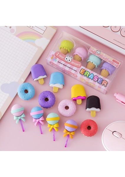 Lolipop Ezone 4 Adet Silgi Seti Mini Karikatür Silgi Kawai Simülasyon Lolipop Çörek Kauçuk Kalem Silgisi Çocuklar Için Okul Öğrenci Ödülü (Yurt Dışından) modelleri