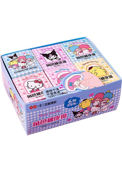 24PCS1 Ekran Kutusu 24PCS Hello Kitty Kawaii My Melody Kuromi Çizgi Film Bebeği Silgi Anime Kız Kalp Yaratıcı Öğrenci Kırtasiye (Yurt Dışından)