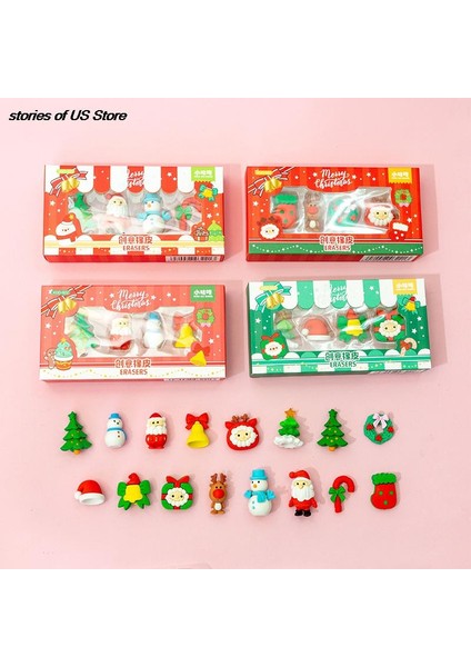 1 Adet Rastgele Renk 1 Takım Mini Silgi Noel Sevimli Çocuk Için Silgi Kardan Adam Mini Silgi Seti Noel Kırtasiye (Yurt Dışından)