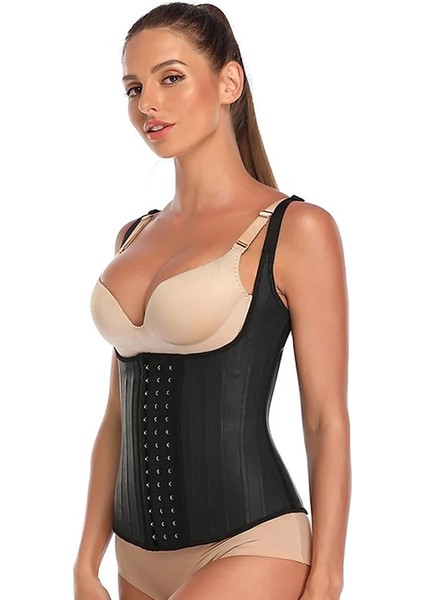 Kadın Askılı Lateks Çelik Balenli Vücut Şekillendirici Korse Siyah DR301 modelleri
