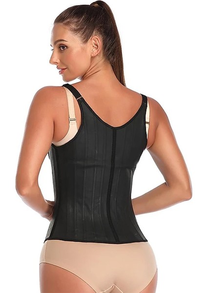 Kadın Askılı Lateks Çelik Balenli Vücut Şekillendirici Korse Siyah DR301 fırsatları