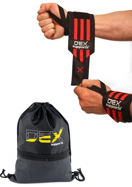 Dex Supports Lasting Energy Fitness Spor Bileklik Wrist Wraps , Sackpack Spor Çanta 2'li Set