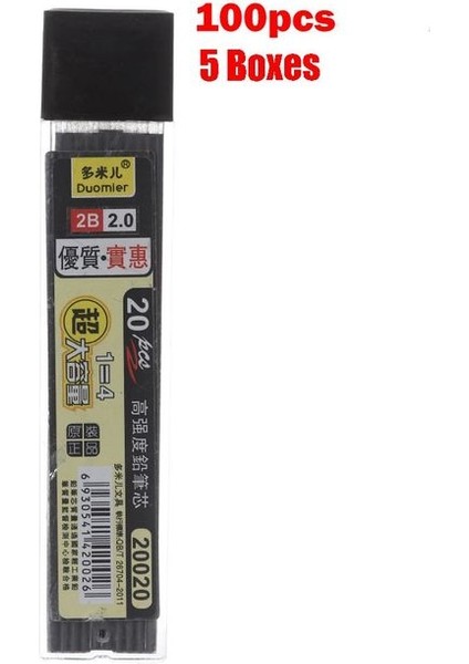 100 Adet-5 Kutu 20 Adet/40 ADET/100 Adet/kutu 2.0mm Grafit Kurşun Otomatik Kalem Değiştirme Çekirdek 2b Kalın Kurşun Mekanik Kurşun Kalem Dolum (Yurt Dışından)