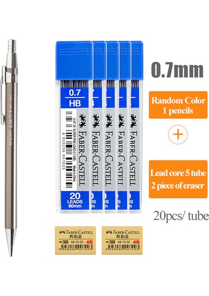 0.7MM1PEN-HB-5LEAD-E Mg 1001 Profesyonel Metal Mekanik Kurşun Kalem 0.5mm/0.7mm Otomatik Kalemler Grafit Kurşun Yerine Öğrenciler Çocuklar Yazma Malzemeleri (Yurt Dışından)