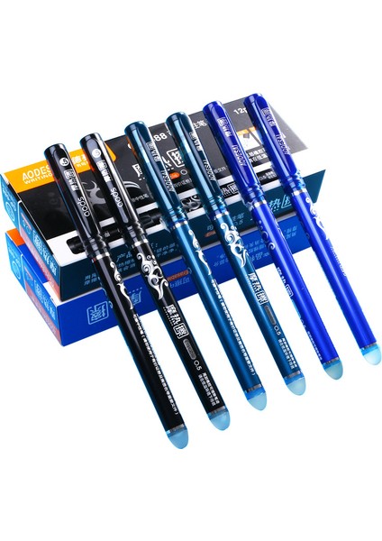 12 Adet 0.5mm Mavi B 12 Adet Silinebilir Jel Kalem Mavi Siyah Kırmızı Mürekkep 0.5 0.38MM Yıkanabilir Saplı Tükenmez Kalem Iğne Ucu Çubuk Öğrenci Yazma Kroki (Yurt Dışından)